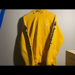 Champion Flock Script Gold Hoodie